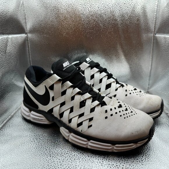 Size 11W Nike Lunar Fingertrap TR 4E Wide Mens White Black‎ Sneakers 898065-100 - Picture 1 of 12